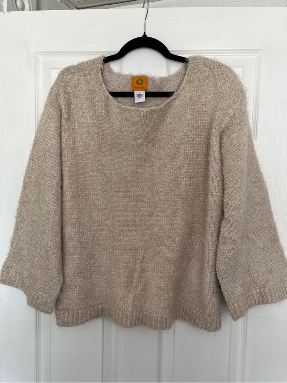 Ruby Rd. Taupe/Cream/Gold Scoop Neck Sweater